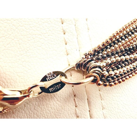 Multi-Strand Milor Italy Necklace Sterling Silver Multicolor Glistening Necklace - Picture 6 of 8